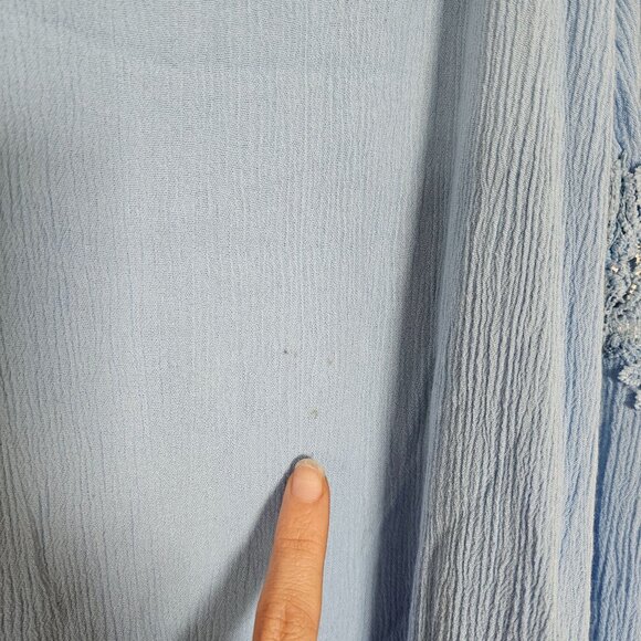 Fashion on Earth Blue Cold Shoulder Mini Dress - Women's S - Lace, Boho, Bell - Picture 9 of 10